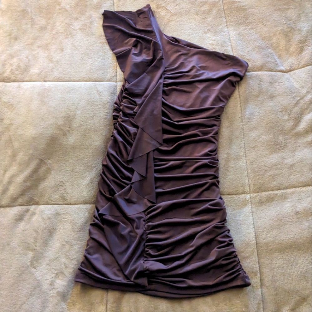 Purple one shoulder dress